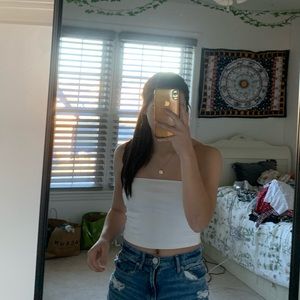 Hollister White Crop Tube Top